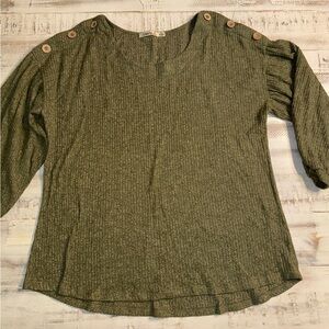 Liberty Love Olive Button-Accent Blouse